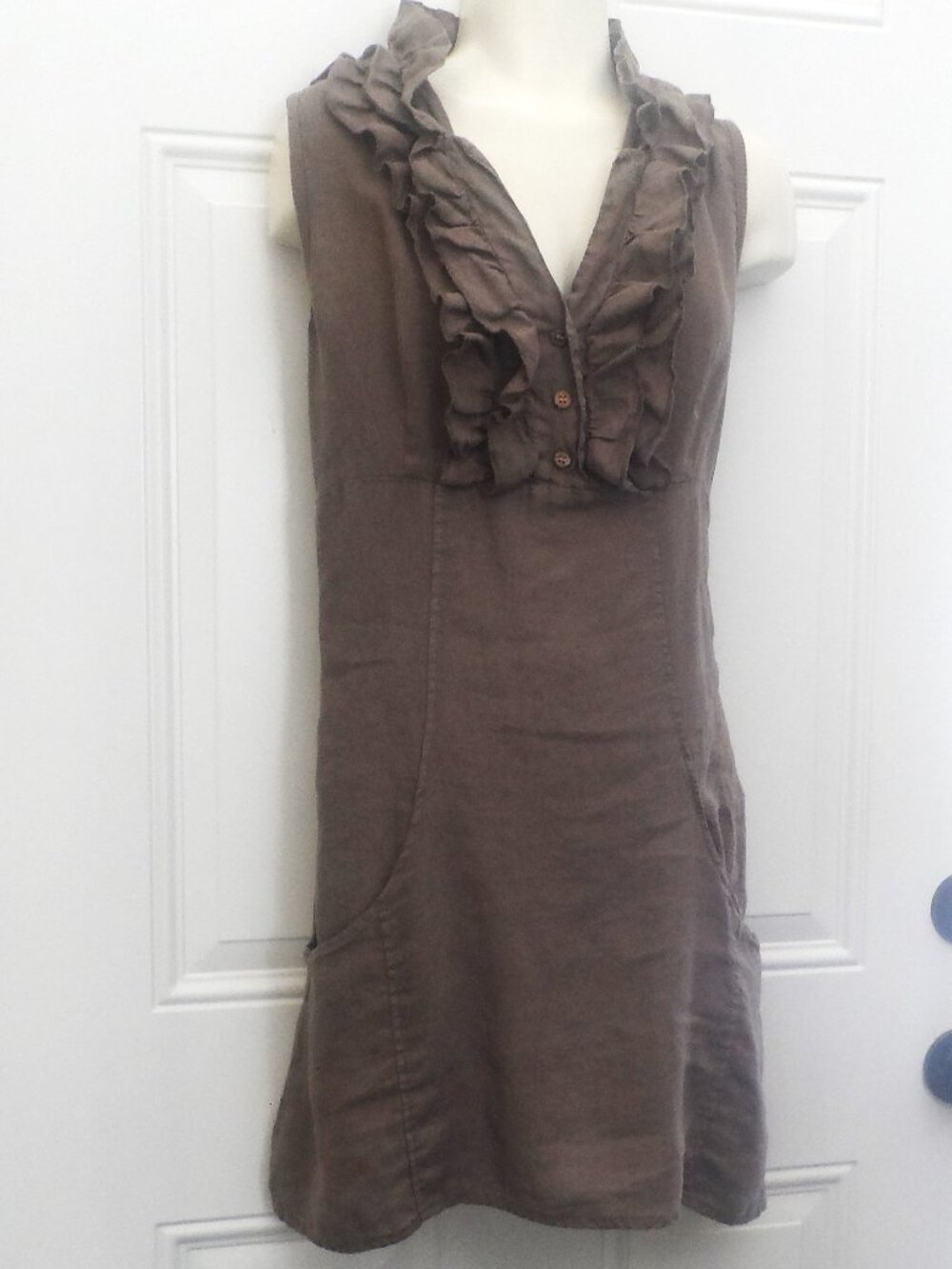 Puro Linen Made In Italy  - Linen Woven Sleeveless Shift Dress sz., L